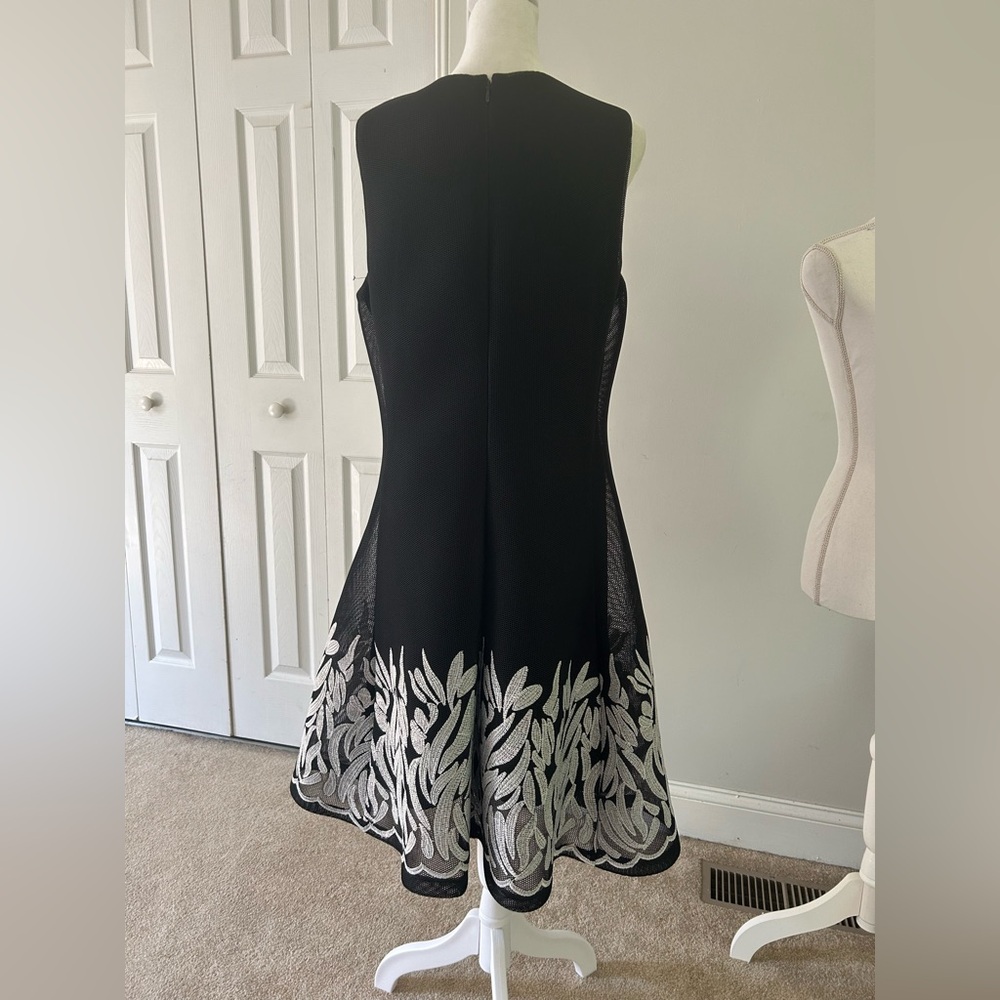 Embroidered Mesh Sleeveless Fit-and-flare Dress - Picture 6 of 11